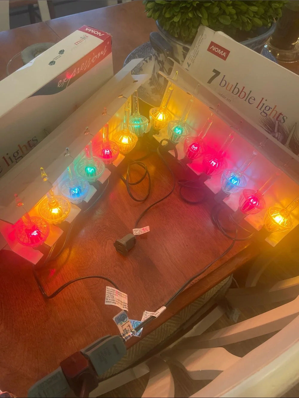 Noma 7 Bulb Bubble Lights Multi Colored 1989 Vintage